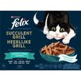 FELIX Succulent Grill au Saumon, au Thon, au Cabillaud, au Carrelet en Sauce - 12 x 80 g - Pochons pour chats adultes-1
