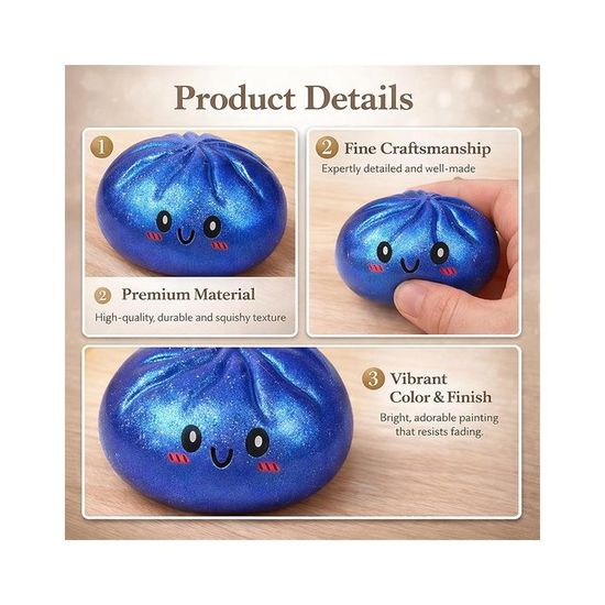 Dumpling Squishy XXL – Lot De 12 Balles Anti-Stress à Paillettes Avec Boîte De Rangement