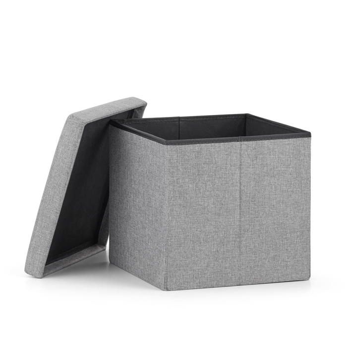 Pouf Pliant Cortona M En Velours Bleu Marine - 30x30x30 Cm, Rangement Intégré 19L, Charge 100 Kg - Idéal Salon, Chambre, Entrée - 2