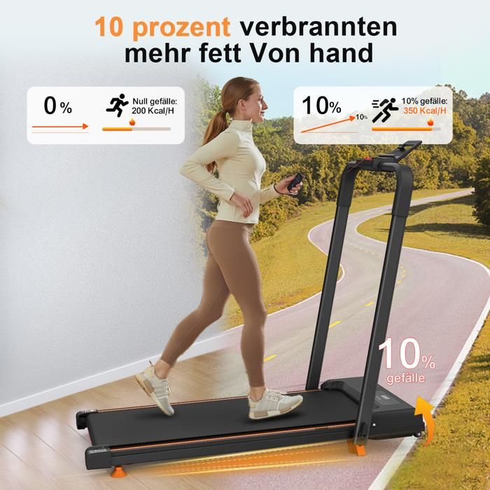 Tapis De Course TheNeat 2 En 1 – Ultra Silencieux, Moteur 2,5 HP, 1-6 Km/h, Télécommande, LED, Pliable Sous Bureau