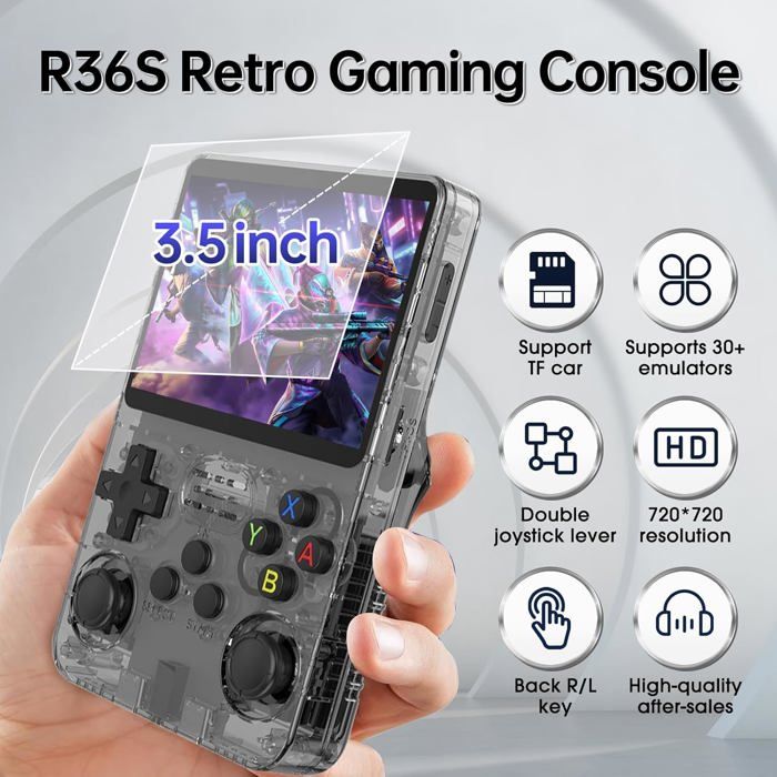 R36S Console de Jeu Portable,Carte TF 128 Go,20000 Jeux rétro,écran IPS