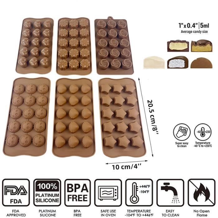 Moules à Chocolat Silicone Alimentaire JUSONEY - Lot 2 Formes (Cœur Et Fleur) | Antiadhésif Et Sans BPA