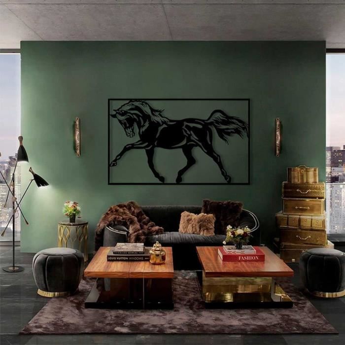 Décoration murale cheval en métal noir 45x60 cm MINIMALISTE