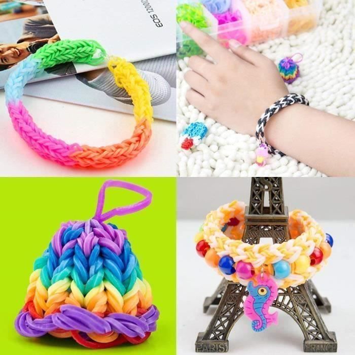 Kit 4000+ Élastiques Bracelets DICLLY - 40 Couleurs Avec Perles