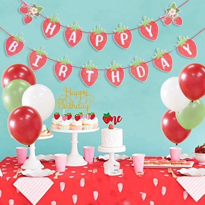 Décoration anniversaire fille vanille fraise - Blog de déco d'évènement