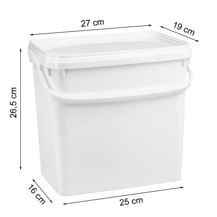Seau Alimentaire Nipter 5L Avec Couvercle - Lot De 10, Plastique Recyclable, Blanc