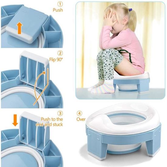 Siège Toilette Pliable Enfants 3-in-1 Réducteurs de Toilettes Trainer Pot  WC Pour Chaise Bébé avec Plaque Anti-Eclaboussure Haute Qualité Voyages