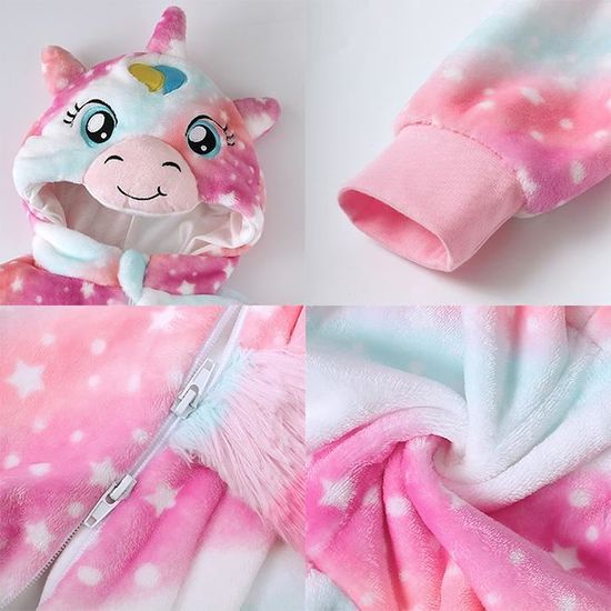 Grenouillère Bébé Licorne à Capuche - Hiver - Coton/polyester - Tailles 0-24 Mois - Pour Déguisement, Quotidien