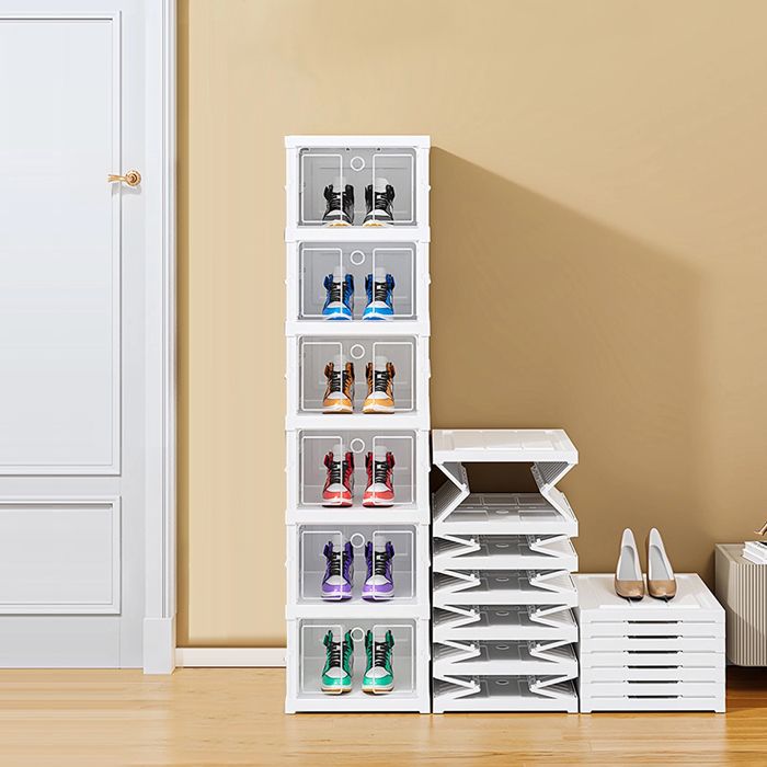 Armoire à Chaussures,Boîte à Chaussures,122x32x122cm,DIY Meuble à Chaussures en Plastique Faite de modules-7 niveaux-21 grilles meuble de rangement