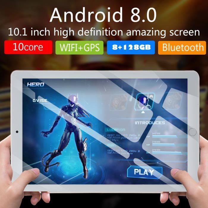 Tablette -10,1 pouces 8 + 128 Go 4G-LTE Tablet2