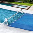YUENFONG Enrouleur mobile pour piscine - 3 m à 5,70 m - avec bandes de fixation et roues - bâches solaires et couvertures-3