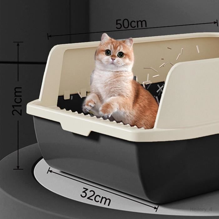 Bac à litière pour chat à dessus ouvert Pot de toilette Semi-fermé Portable