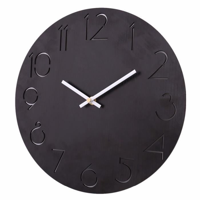 Noir XL Horloge murale lumineuse à Quartz de 12 pouces, silencieuse, mode  nordique, décoration pour la maison - Cdiscount Maison