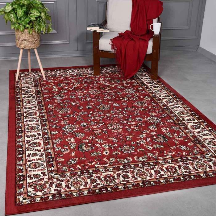Tapis kilim orient tissé main en laine bakan Couleur rouge Novatrend