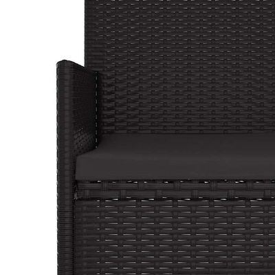 Banc De Jardin 2 Places VidaXL Résine Tressée Noire Avec Coussin - Mobilier Extérieur Patio Terrasse