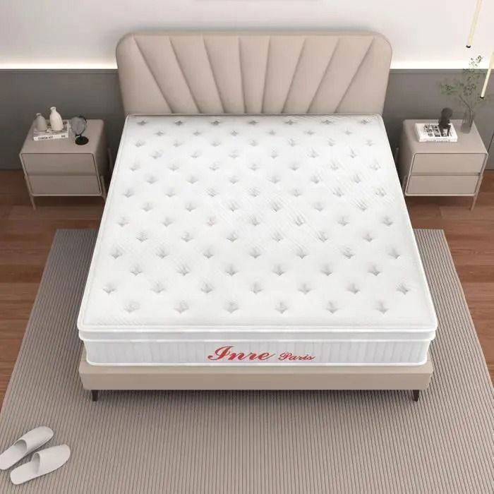 Matelas Hybride 140x190 Cm - 30 Cm épais - Mousse Mémoire + Ressorts Ensachés - Fermeté H3 - 7 Zones De Confort - 5