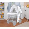 WALDIN Landau-berceau bébé complet - Cadre - roues peintes en gris, blanc - points blancs-0