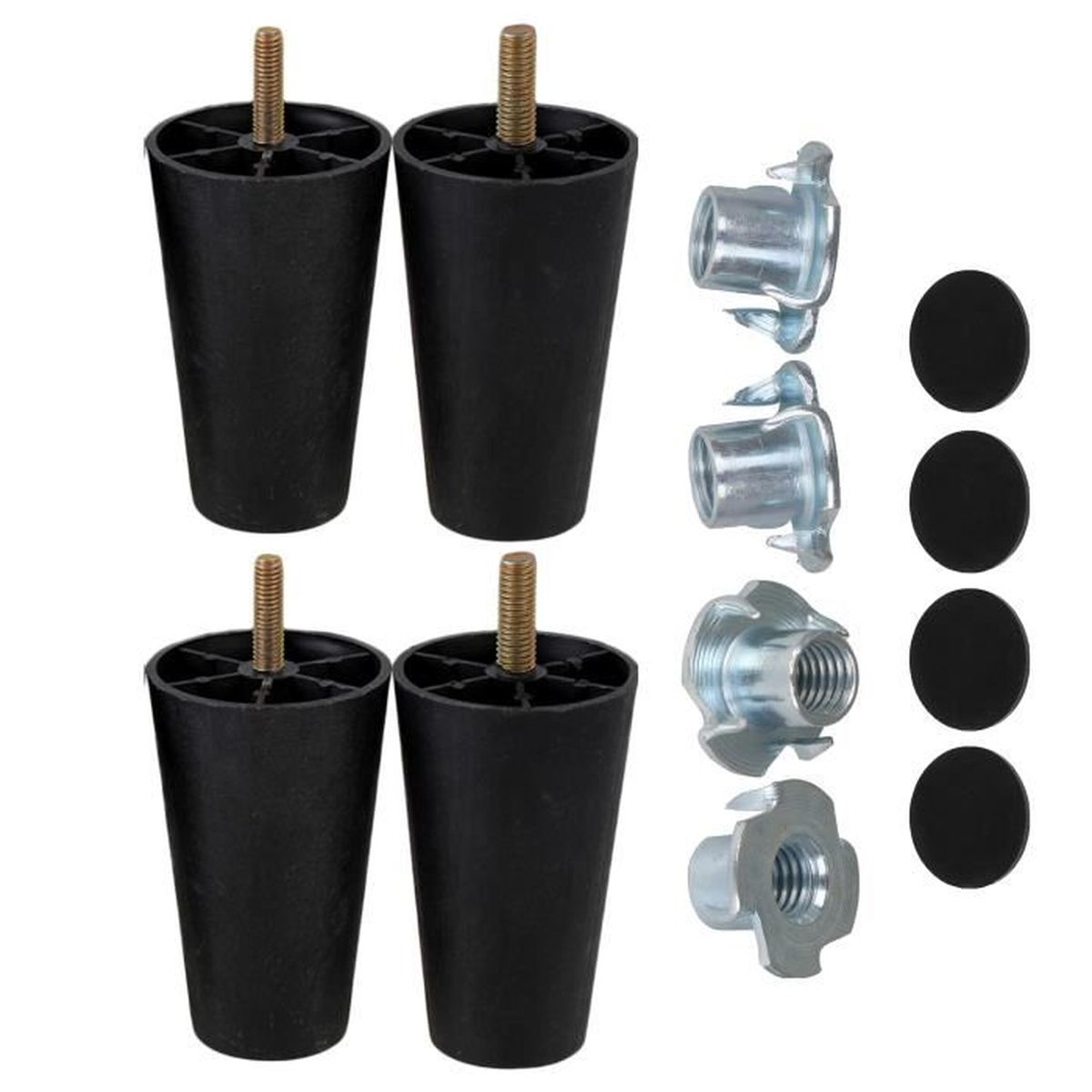 4 Pièces Ensemble De Rehausseurs De Jambes De Meubles En Plastique PP Anti Derapant Pour Table Bureau Lit Canape Couleur Noire 88679461