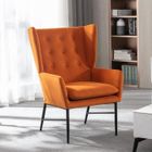 WAHSON OFFICE CHAIRS Wahson Fauteuil en Velours, Canapé de Loisirs avec Accoudoirs, Chaise de Salon avec Pieds en Métal pour Salle de Séjour, Orange