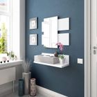 DMORA Meuble d'entrée suspendu avec 1 tiroir et miroir - 75 x 20 h29 - Style et design contemporain, blanc et gris