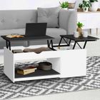 IDMARKET Table basse 2 plateaux relevables ELEA avec coffre bois blanc et gris