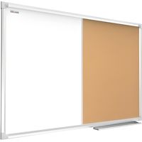ALLboards Tableau Combi 2 en 1, Blanc Magnétique Effaçable à Sec et en Liège avec Cadre en Aluminium 60x40cm