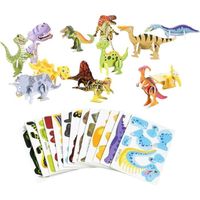 25 Pcs Puzzle De Dessin Animé 3D Éducatif,Puzzles 3D pour Jouets pour Enfant,Puzzles en Papier 3D,Kits De Puzzle Bricolage-dinosaure