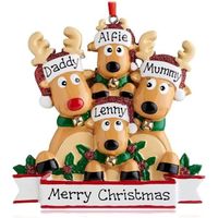 SHUXIA Décor de Noël 2021 Personnalisé Famille Noël Arbre Ornement de Renne Arbre de Noël Décor de Boules Mignonne Cerf Wapiti A8