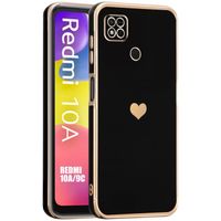 Coque pour Xiaomi Redmi 10A - Redmi 9C Noir Protection Antichoc Motif Cœur Slim