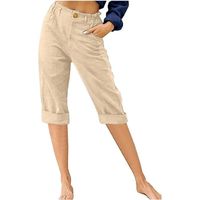 Pantalon en Lin Femme été Pantalon Fluide Femme Décontracté Léger Large Chic Elegant Ample Pants Taille Haute Lounge Wear Straight