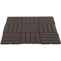 Outsunny Caillebotis - Dalles terrasse - Lot de 9 - emboîtables, Petits Carreaux Composite Plastique Imitation Bois Chocolat