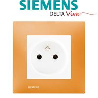 Siemens - Prise 2P+T Blanc Delta Viva + Plaque Orange