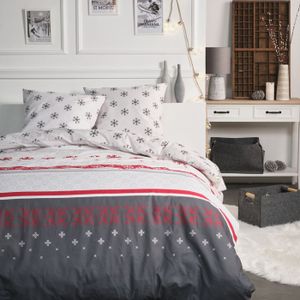 Housse De Couette 220x240cm Père Noël Avec 2 Taies 65x65cm - Parure De Lit Douce Pas Cher