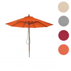 PARASOL Parasol en bois HWC-C57, parasol de jardin, polyester/bois 14kg, corde ronde Ø3m antichoc - anthracite