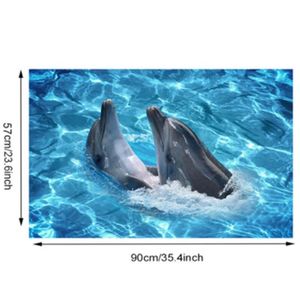 STICKERS - STRASS Autocollant mural de sol en forme de dauphin, océa