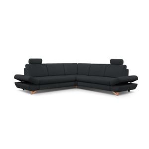 CANAPE CONVERTIBLE Canapé d'angle Moderne Convertibles Tissu au Touche agreable Merida 3 (Anthracite)