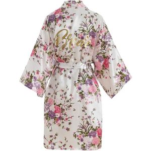Robe Peignoir en Satin de Soie Robe de Nuit de Demoiselle dhonneur Pyjamas Femmes Chemises de Nuit Paon et Fleurs Mini Balabala Kimono Robe Femmes Longue Style
