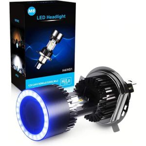 Ampoule phare - feu Ampoule H4 Led Avec Yeux D'Ange Pour Moto, 6400Lm,