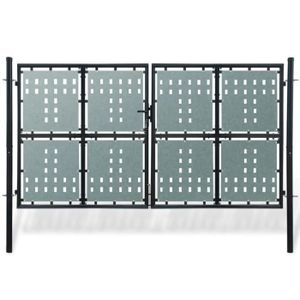 PORTAIL - PORTILLON Fangming-Portail simple de clôture Noir 300x200 cm