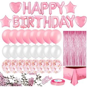 Souhait d'anniversaire avec ensemble de ballons réalistes rose