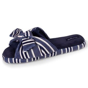 CHAUSSON - PANTOUFLE Chaussons Isotoner Femme - Rayures - Microvelours 