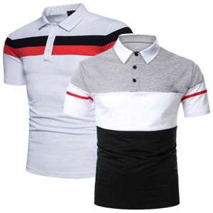 POLO Polo Homme Lot de 2 Été Fashion Couleur Contrasté Polo Manche Courte Casual Marque Luxe T-Shirt Hommes - Blanc-Noir
