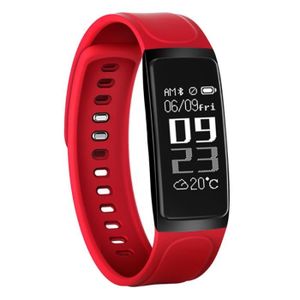 BRACELET D'ACTIVITÉ Bracelet connecté Smartwatch Fitness Tracker 0.96 pouce OLED écran Smartband Bracelet, IP67 étanche, mode Sports de soutie - rouge