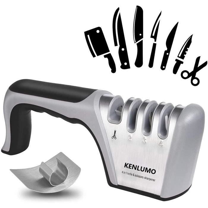 Aiguiseur de couteau électrique professionnel Affûteurs de coupe  automatiques multifonctionnels avec rainures brutes et fines biseautées à  15 degrés pour couteau dentelé droit