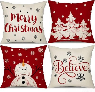 Lot De 2 Coussins Décoratifs En Velours Blanc à Motif De Noël 45 X 45 Cm Eucharis