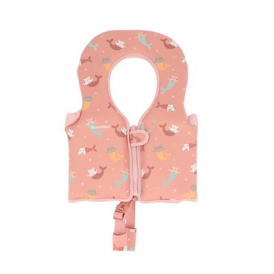 Gilet De Natation Monnëka Pour Enfants – Flottaison Ajustable, Sécurité Renforcée, Design Crabe Corail 3-6 Ans