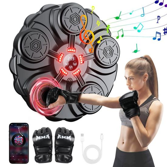 Machine De Boxe Musicale Intelligente Murale - 9 Modes Entraînement Avec Gants Pour Enfants Et Adultes