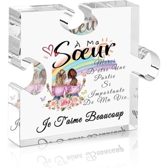 Plante Tricotée En Cœur - Cadeau Original Pour Sœur, Femme, Amie - Message Doux 'Côte à Côte…' - Fait Main En Coton - 7x6x12,5cm - 9