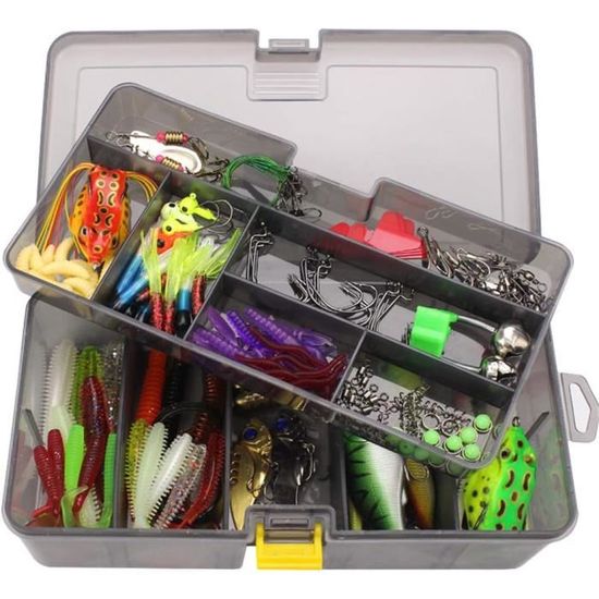 Lot de 101 leurres de pêche mixtes durs et souples en gros