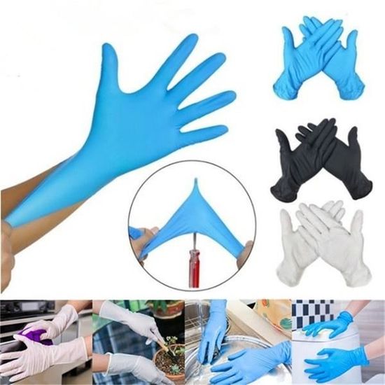 Lot De 100 Gants Jetables En Nitrile, Sans Poudre, Sans Latex, Gants De Cuisine De Qualité Alimentaire, Gants De Nettoyage Multi-usages (bleu, M